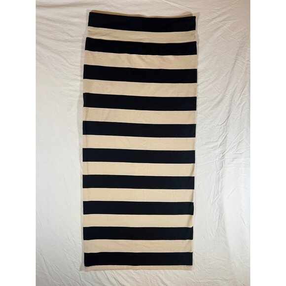 Free People Womens Striped Maxi Skirt SZ M Black & Beige Cotton/Spandex - Picture 1 of 8